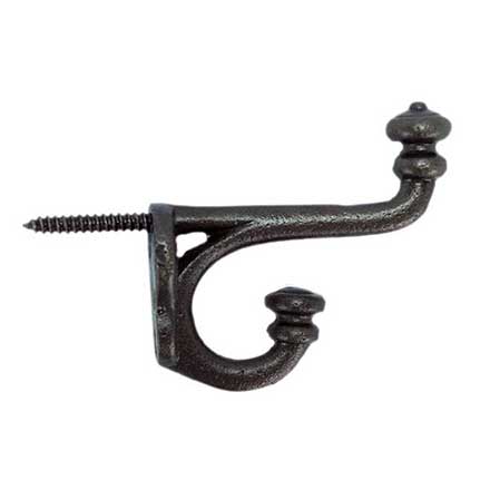 John Wright [088416] Cast Iron Wall Hook - Screw - Antique Iron Finish - 2 3/4&quot; L