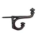 John Wright [088416] Cast Iron Wall Hook - Screw - Antique Iron Finish - 2 3/4" L