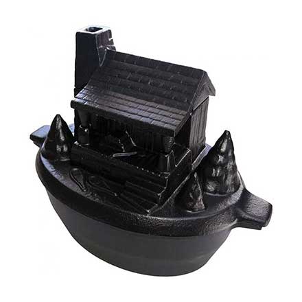 John Wright [031557] Cast Iron Stove Top Steamer - Log Cabin - Matte Black Porcelain Coated - 3 Qt.