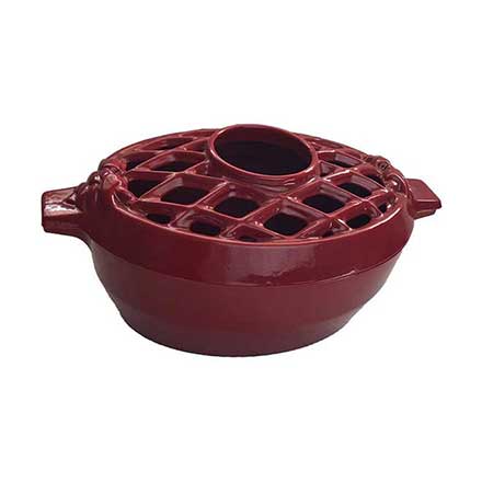 John Wright [031674] Cast Iron Stove Top Steamer - Lattice - Apple Red Porcelain Coated - 3 Qt.