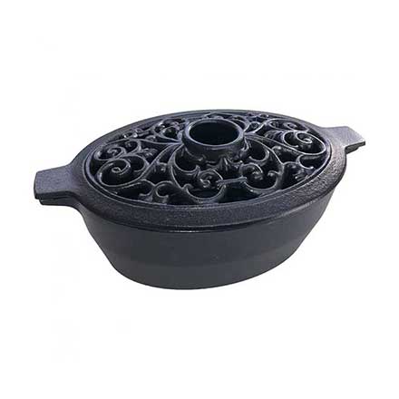 John Wright [031955] Cast Iron Stove Top Steamer - Filigree - Matte Black Porcelain Coated - 3 Qt.