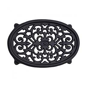John Wright [033305] Cast Iron Trivet - Filigree - Matte Black Porcelain Coated - 10 1/2" L