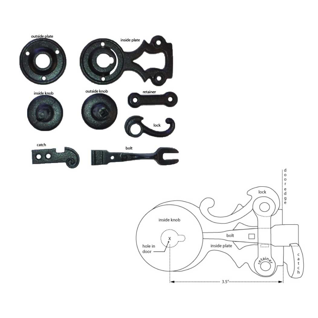 John Wright [088497] Cast Iron Door Knob Latch Set 