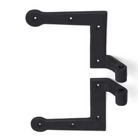 John Wright [088510R] Cast Iron Shutter L-Strap Hinge - NY Style - Flat Black - Right Hand - 1 1/2" Offset