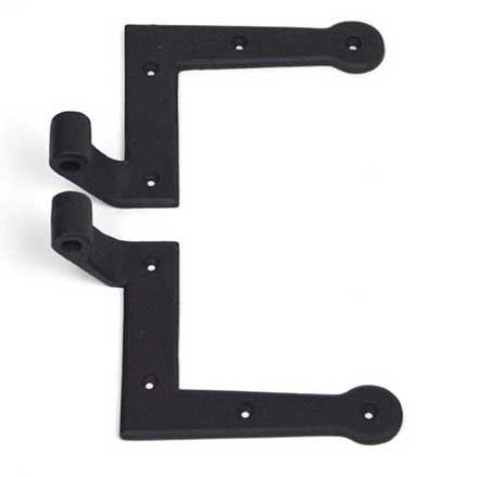 John Wright [088512L] Cast Iron Shutter L-Strap Hinge - NY Style - Flat Black - Left Hand - 2 1/4&quot; Offset