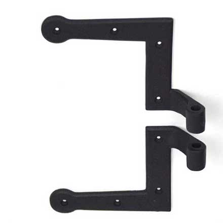 John Wright [088512R] Cast Iron Shutter L-Strap Hinge - NY Style - Flat Black - Right Hand - 2 1/4&quot; Offset