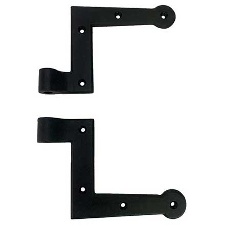 John Wright [088514L] Cast Iron Shutter L-Strap Hinge - NY Style - Flat Black - Left Hand - 0 Offset