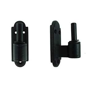 John Wright [088518] Cast Iron Shutter Pintle - Plate Mount - 1 1/2" Offset - Flat Black