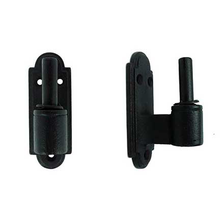 John Wright [088518] Cast Iron Shutter Pintle - NY Style - Plate Mount - 1 1/2&quot; Offset - Flat Black