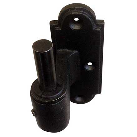 John Wright [088529] Cast Iron Shutter Pintle - NY Style - Plate Mount - Offset Pin - 1 1/2&quot; Offset - Flat Black