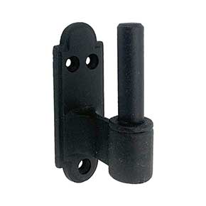 John Wright [088632] Cast Iron Shutter Pintle - Strap Hinge Style - Plate Mount - 1 1/2" Offset - Flat Black