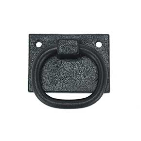 John Wright [088550] Cast Iron Shutter Ring Pull - Plate Mount - Flat Black - 2" L