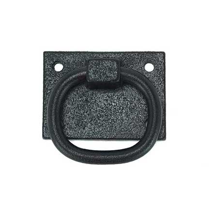 John Wright [088550] Cast Iron Shutter Ring Pull - Plate Mount - Flat Black - 2&quot; L