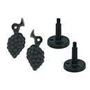 John Wright [088200] Cast Iron Shutter Dogs - Post Mount - Grape Cluster - Pair - Flat Black - 6 1/4&quot; L