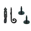 John Wright [088203] Cast Iron Shutter Dogs - Post Mount - Protruding Rat Tail - Pair - Flat Black - 6 1/4" L