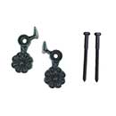 John Wright [088252] Cast Iron Shutter Dogs - Lag Mount - Flower - Pair - Flat Black - 4 1/2" L