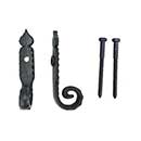 John Wright [088253] Cast Iron Shutter Dogs - Lag Mount - Protruding Rat Tail - Pair - Flat Black - 6 1/4&quot; L 