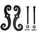 John Wright [088254ES] Stainless Steel Shutter Dogs - Lag Mount - Classic Scroll - Pair - Flat Black - 6 3/4" L