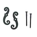 John Wright [088254PC] Cast Iron Shutter Dogs - Lag Mount - Classic Scroll - Pair - Flat Black - 6 3/4" L