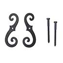 John Wright [088255] Cast Iron Shutter Dogs - Lag Mount - Classic Scroll - Stippled - Pair - Flat Black - 8" L