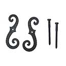 John Wright [088256] Cast Iron Shutter Dogs - Lag Mount - Classic Scroll - Pair - Flat Black - 8" L