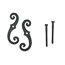 John Wright [088257] Cast Iron Shutter Dogs - Lag Mount - Classic Scroll - Beveled - Pair - Flat Black - 6 3/4&quot; L