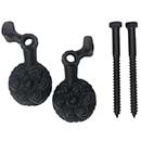 John Wright [088259] Cast Iron Shutter Dogs - Lag Mount - Vintage Flower - Pair - Flat Black - 4 1/4" L