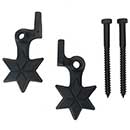 John Wright [088260] Cast Iron Shutter Dogs - Lag Mount - Star - Pair - Flat Black - 5" L