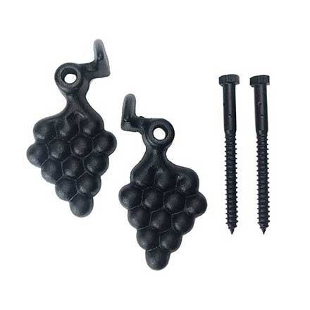 John Wright [088261] Cast Iron Shutter Dogs - Lag Mount - Vintage Grape - Pair - Flat Black - 5 1/2&quot; L