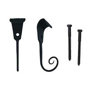 John Wright [088266] Steel Shutter Dogs - Lag Mount - Charleston - Pair - Flat Black - 7" L