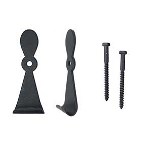John Wright [088268] Steel Shutter Dogs - Lag Mount - Georgetown - Small - Pair - Flat Black - 5 1/2" L