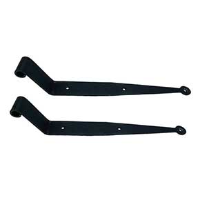 John Wright [088627P] Steel Shutter Strap Hinge - Flat Black - 12" L - 2 1/2" Offset - Pair