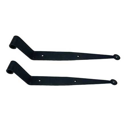 John Wright [088627P] Steel Shutter Strap Hinge - Flat Black - 12&quot; L - 2 1/2&quot; Offset - Pair