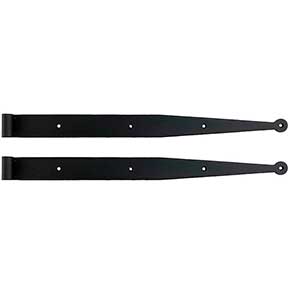 John Wright [088639P] Steel Shutter Strap Hinge - Flat Black - 18 1/4" L - 0 Offset - Pair