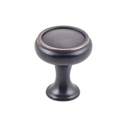 Kasaware [K634BORB-10] Die Cast Zinc Cabinet Knob Multi-Pack - Flat Round Series - Brushed Oil Rubbed Bronze Finish - 1 1/8&quot; Dia. - 10 Pack