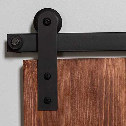 Leatherneck Hardware [2021-0005] 140 Series Flat Track Rolling Cabinet Door Hardware Kit - 202 Straight Hanger - Single Door - Flat Black Finish - 5&#39; Track
