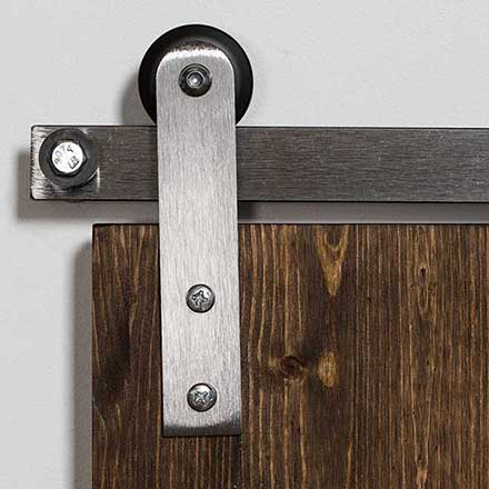 Leatherneck Hardware [2021-9005] 140 Series Flat Track Rolling Cabinet Door Hardware Kit - 202 Straight Hanger - Single Door - Brushed Nickel Finish - 5&#39; Track