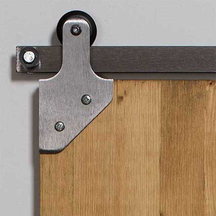 Leatherneck Hardware [2171-9006] 140 Series Flat Track Rolling Cabinet Door Hardware Kit - 217 Corner Hanger - Single Door - Brushed Nickel Finish - 6&#39; Track