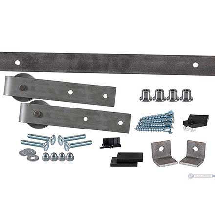 Leatherneck Hardware [1024-2501] 142 Series Flat Track Rolling Barn Door Hardware Kit - 402 Straight Hanger - Single Door - Unfinished - 5&#39; Track