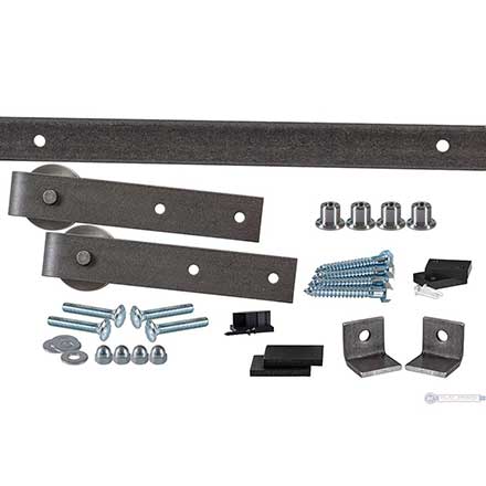 Leatherneck Hardware [1024-2701] 142 Series Flat Track Rolling Barn Door Hardware Kit - 402 Straight Hanger - Single Door - Clear Coat Finish - 5&#39; Track