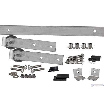 Leatherneck Hardware [1024-4001] 142 Series Stainless Steel Flat Track Rolling Barn Door Hardware Kit - 402 Straight Hanger - Single Door - Milled Finish - 5&#39; Track