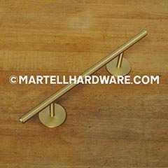 Lew&#39;s Hardware [31-002-114] Solid Brass Single Towel Bar - Round Bar - Brushed Brass Finish - 6&quot; C/C - 10 1/2&quot; L