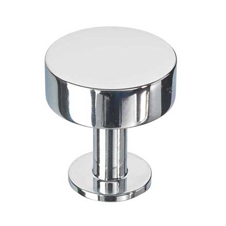 Lew&#39;s Hardware [21-001] Solid Brass Cabinet Knob - Disc Knob Series - Polished Chrome Finish - 1 1/8&quot; Dia.