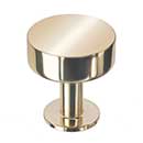 Lew's Hardware [41-001] Solid Brass Cabinet Knob - Disc Knob Series - Polished Brass Finish - 1 1/8" Dia.