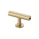 Lew's Hardware [31-111] Solid Brass Cabinet T Knob - Round Bar Series - Brushed Brass Finish - 2" L