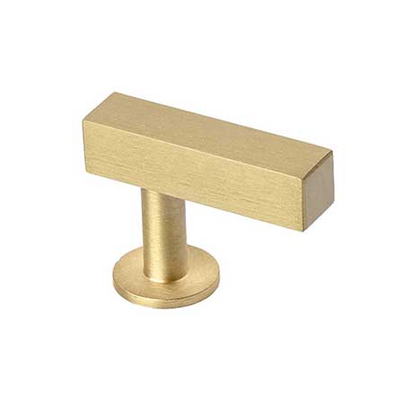 Lew&#39;s Hardware [31-101] Solid Brass Cabinet T Knob - Square Bar Series - Brushed Brass Finish - 1 3/4&quot; L