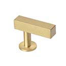 Lew's Hardware [31-101] Solid Brass Cabinet T Knob - Square Bar Series - Brushed Brass Finish - 1 3/4" L