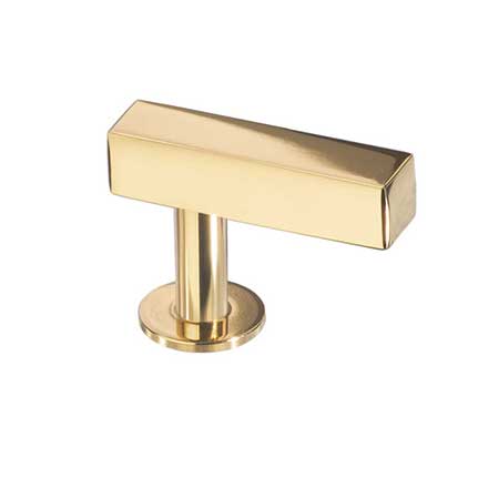 Lew&#39;s Hardware [41-101] Solid Brass Cabinet T Knob - Square Bar Series - Polished Brass Finish - 1 3/4&quot; L