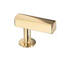 Lew's Hardware [41-101] Solid Brass Cabinet T Knob - Square Bar Series - Polished Brass Finish - 1 3/4" L