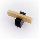 Lew's Hardware [31-511] Solid Brass Cabinet T Knob - Two-Tone Series - Brushed Brass & Matte Black Finish - 1 7/8" L